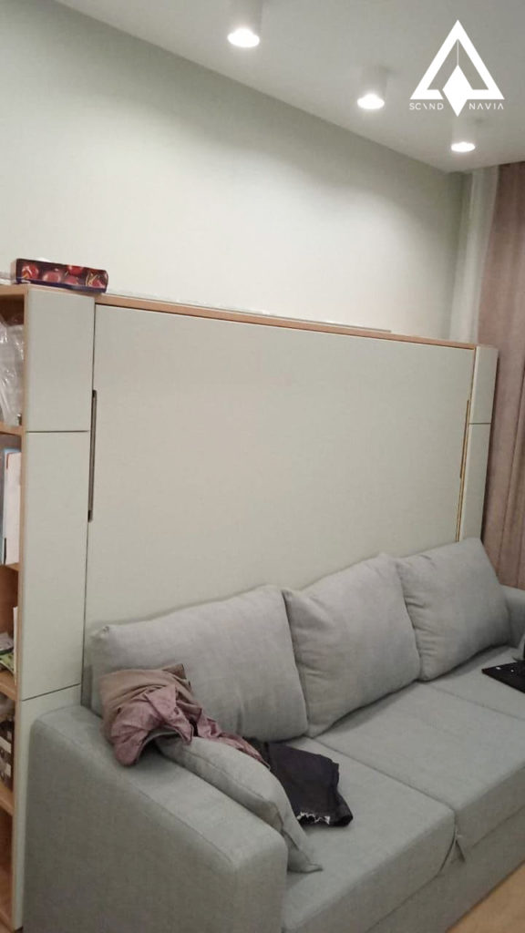 Горизонтальная шкаф кровать с диваном